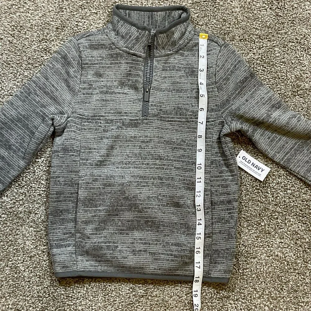 Old Navy Kids Boys Unisex 1/4 Zip Fleece‎ Pullover Sweater Top Size 5T Gray NWT